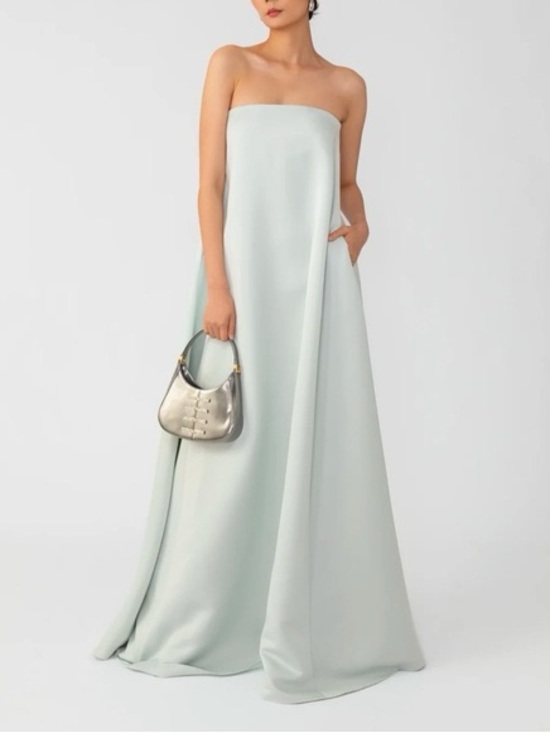sau lee Dresses & Skirts - Sau Lee | Heather Strapless Satin Dress In Pale Blue